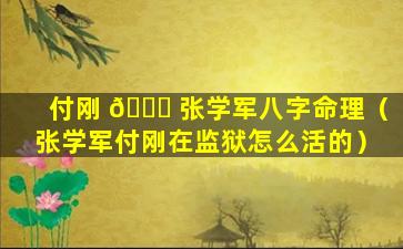 付刚 🐋 张学军八字命理（张学军付刚在监狱怎么活的）